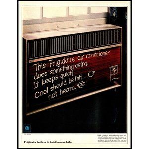 1969 Frigidaire Window Unit Air Conditioner Vintage Print Ad Wood Grain Wall Art